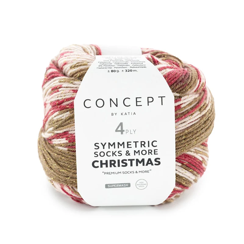 Katia Symmertric Socks & More – Christmas 202 Beige-Rot-Weiß
