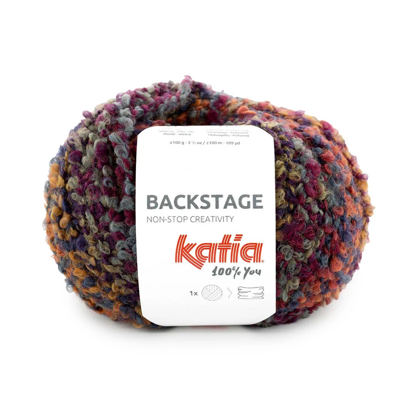Katia Backstage 205 Blau-Bordeauxrot-Ocker