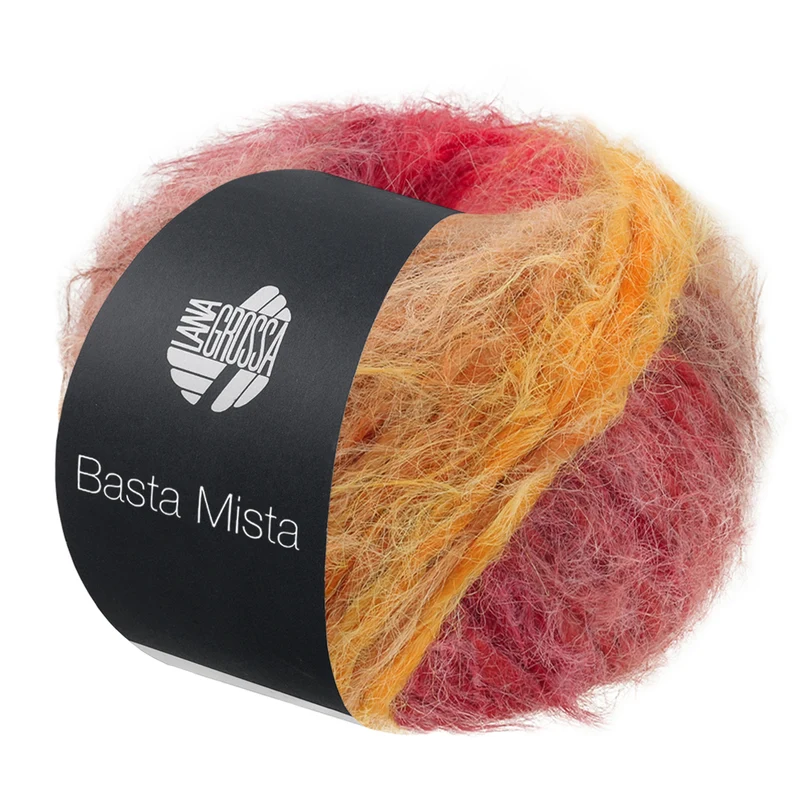 Lana Grossa Basta Mista 124 Graubraun/Camel/Safrangelb/Orange/Grau-/Dunkelrot/Rot