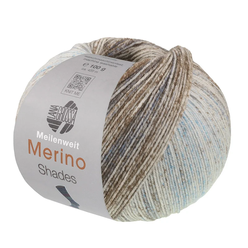 Lana Grossa Meilenweit 100 Merino Extrafine Farbtöne 7234 Minz/Hell-/Dunkelgrau/Graubraun