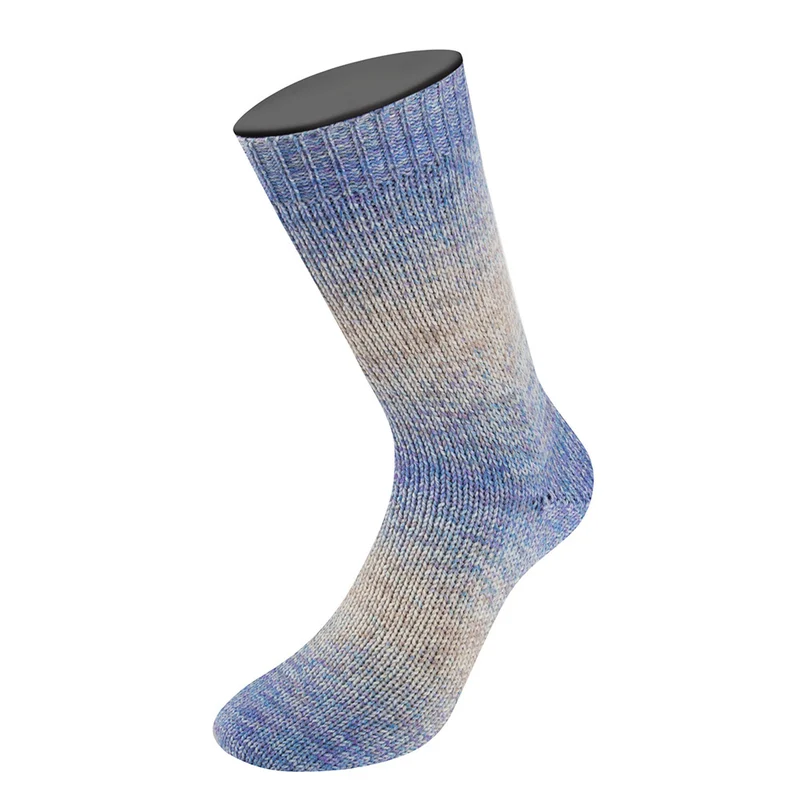 Lana Grossa Meilenweit 100 Merino Extrafine Farbtöne 7233 Hellgrau/Beige/Marineblau/Blau/Rotviolett