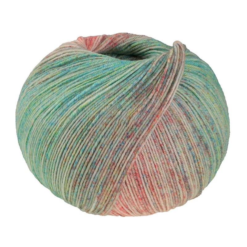 Lana Grossa Meilenweit 100 Merino Extrafine Farbtöne 7229 Lachsrot/Creme/Türkis/Gelbgrün