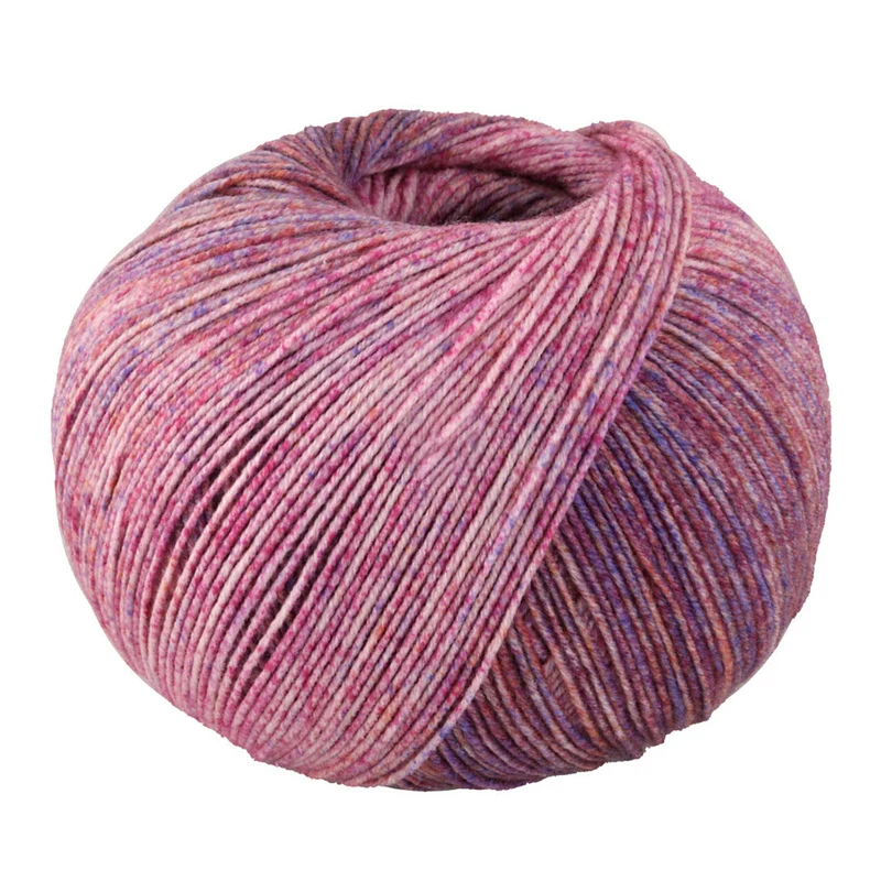 Lana Grossa Meilenweit 100 Merino Extrafine Farbtöne 7224 Rosa/Rosa/Ocker/Blau-Violett/Dunkelrot