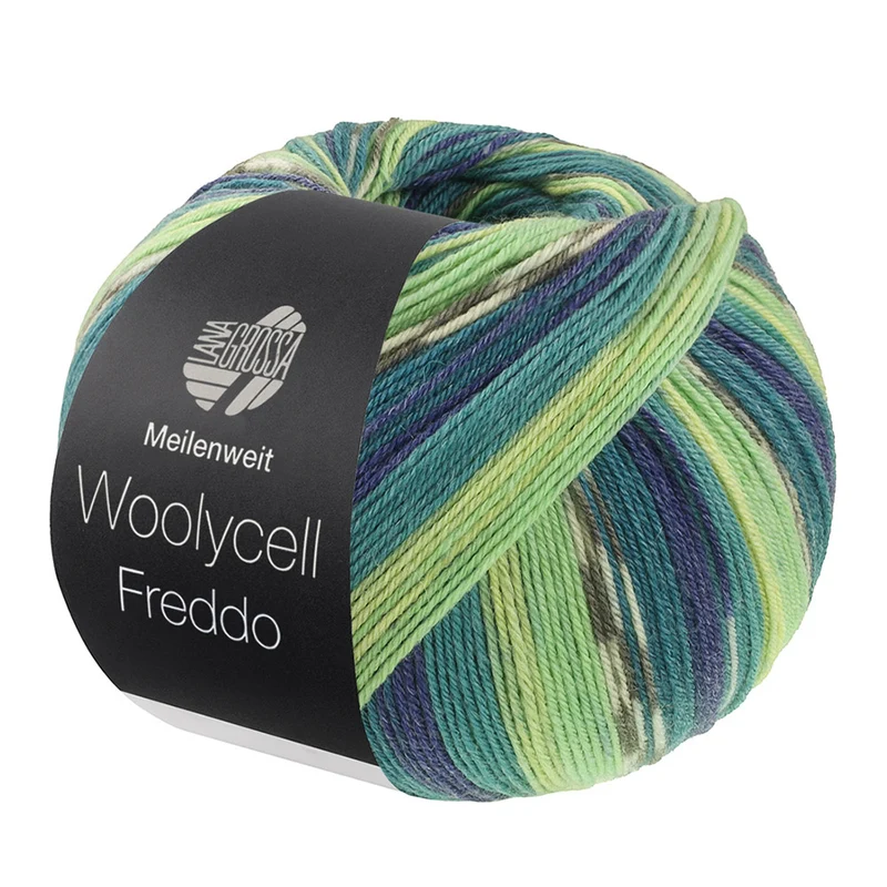 Lana Grossa Woolycell Freddo 6046 Petrol-/Nachtblau/Petrol-/Hellgrün/Jade/Dunkel-/Hellgrau