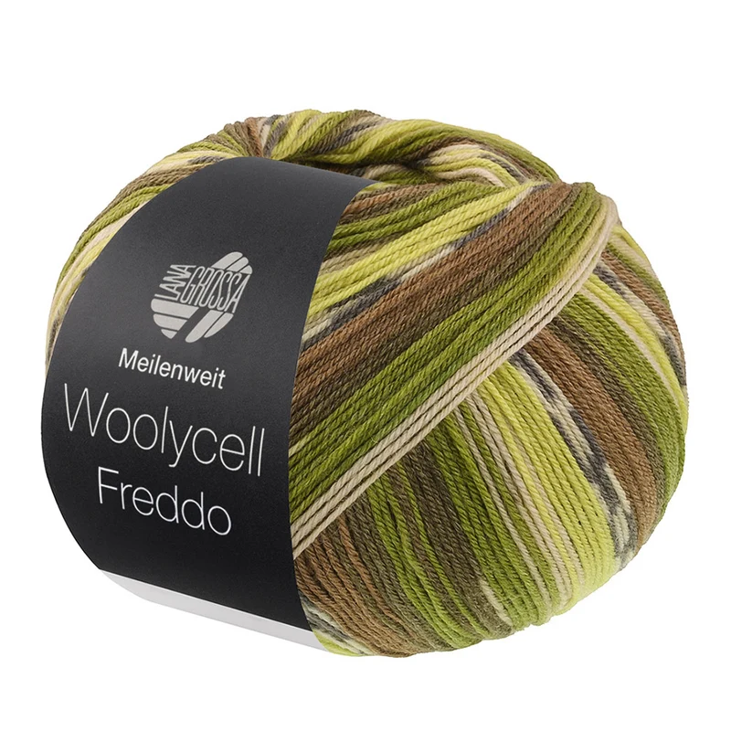 Lana Grossa Woolycell Freddo 6043 Graubraun/Moos-/Apfel-/Graugrün/Pistazie/Dunkel-/Hellgrau