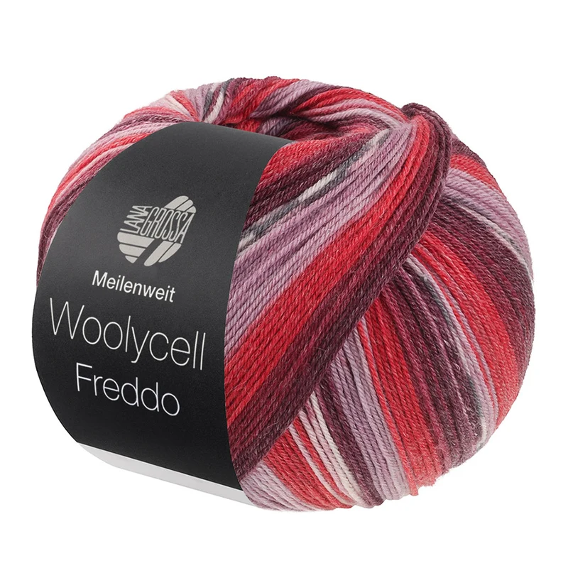 Lana Grossa Woolycell Freddo 6042 Schwarzrot/Burgund/Dunkelrot/Mauve/Antikviolett/Dunkel-/Silbergrau