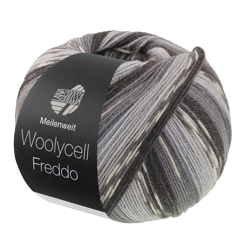 Lana Grossa Woolycell Freddo 6045 Hellgrau/Steingrau/Mausgrau/Dunkelgrau/Anthrazit/Silbergrau