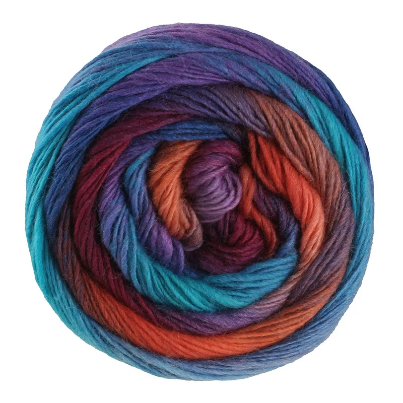 Lana Grossa Meilenweit 100 Color Mix Multi 8019 Orange/Dunkelbraun/Tintenblau/Königsblau/Türkis/Flieder/Rotviolett