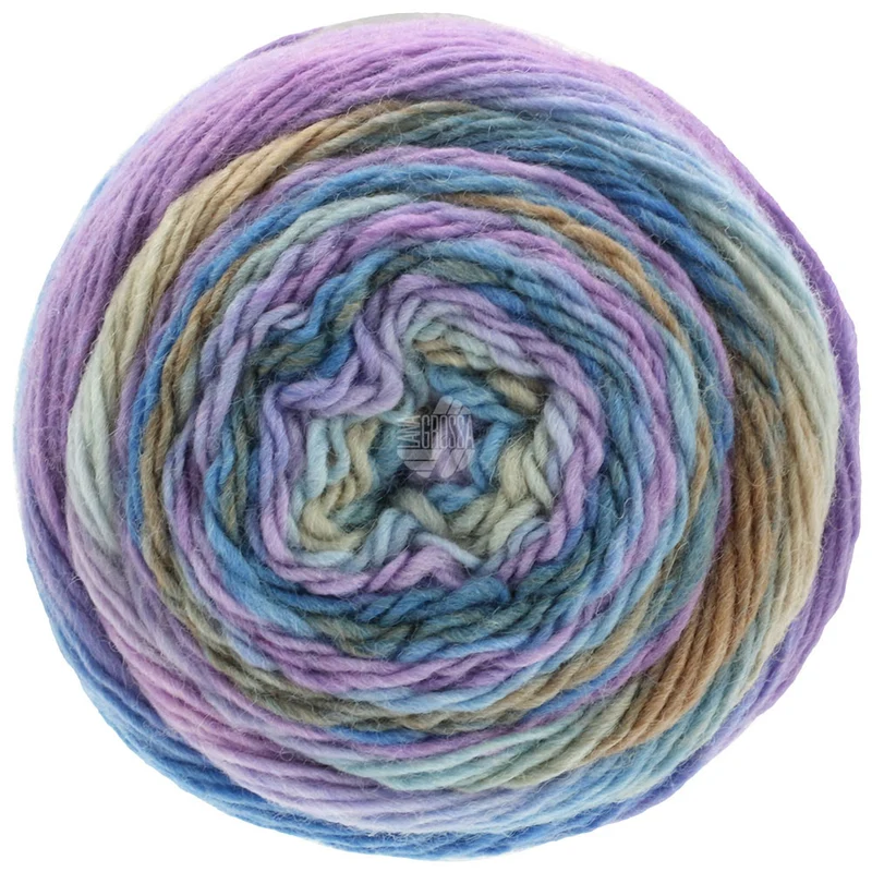 Lana Grossa Meilenweit 100 Color Mix Multi 8002 Graubraun/Greige/Kornblumenblau/Flieder/Pastellblau