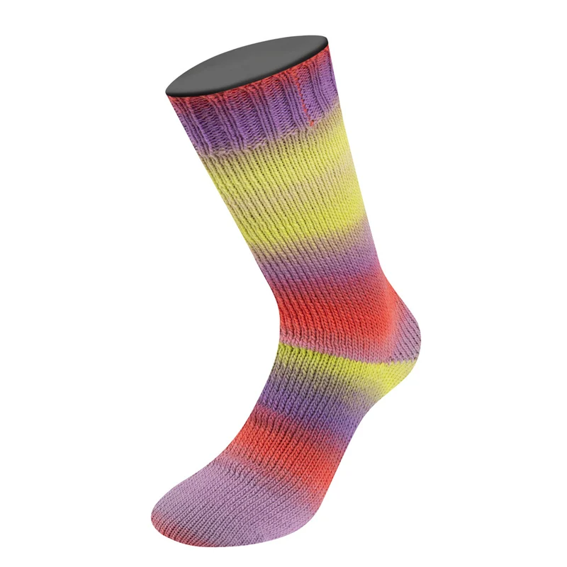 Lana Grossa Meilenweit 100 Color Mix Multi 8021 Rot/Fuchsia/Grünbeige/Hellrot/Rotviolett