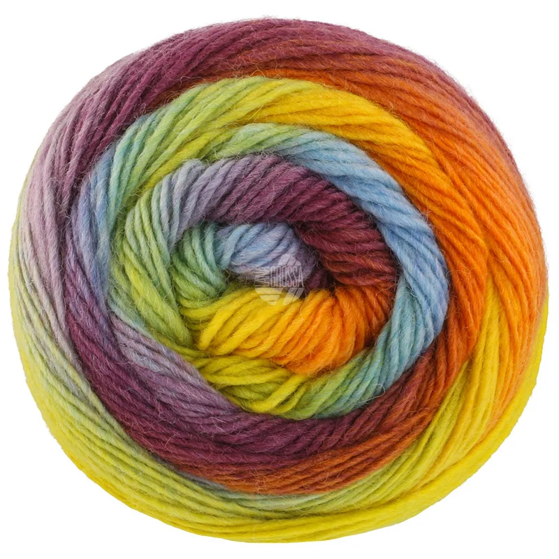 Lana Grossa Meilenweit 100 Color Mix Multi 8024 Rot-/Graubraun/-Grün/Senfgelb/Orange/Dunkelbraun/Brombeere/Petrol